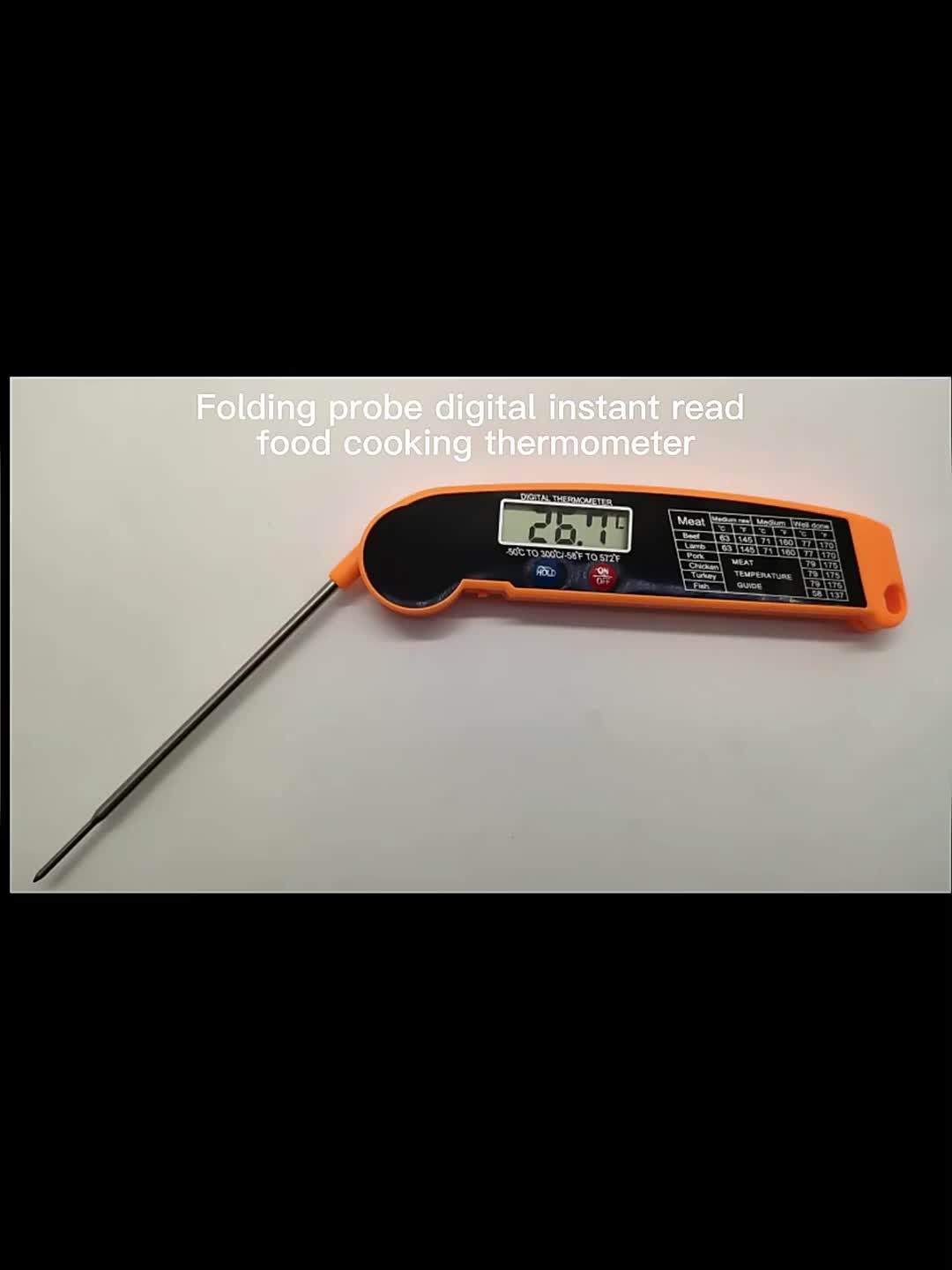 1pc Fast-Reading Digital Meat Thermometer, WEBBQ ABS Food Temperature Gauge with Hold Function, Single-Use, for Grilling BBQ, Kitchen Cooking, Adult - AAA Battery Operated (Batteries Not Included)