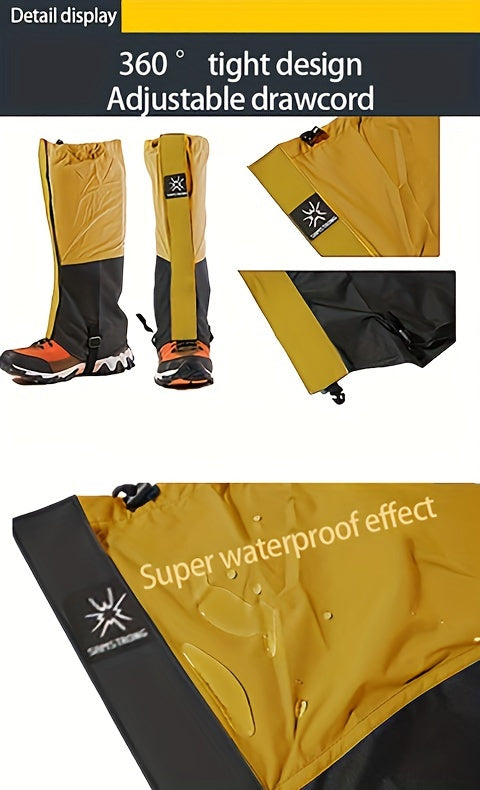 Waterproof Snowproof Leg Gaiters - Full Coverage Ankle Protection with Easy On/Off, Durable Waterproof Material for Skiing, Snowboarding, Hiking, Ice Climbing - Compatible with Alpine Boots & Shoes - Ideal for Winter Sports &