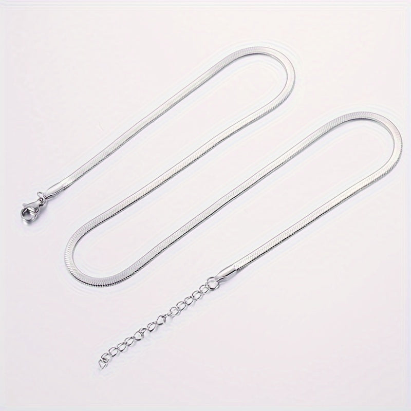 Never Fade Stainless Steel Blade Chain Clavicle Chain Unisex Flat Snake Chain Chain Stainless Steel Couple Chain Extension Chain