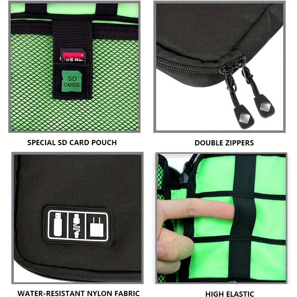 Electronics Accessories Organizer Bag, Portable Tech Gear Phone Accessories Storage Carrying Travel Case Bag, Headphone Earphone Cable Organizer Bag (M, Black)