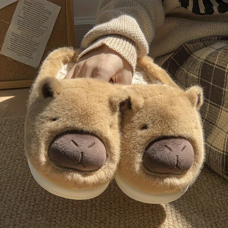 Warm Anti-slip Capibara Plush Slippers - Adorable Animal Women's Home Slippers
