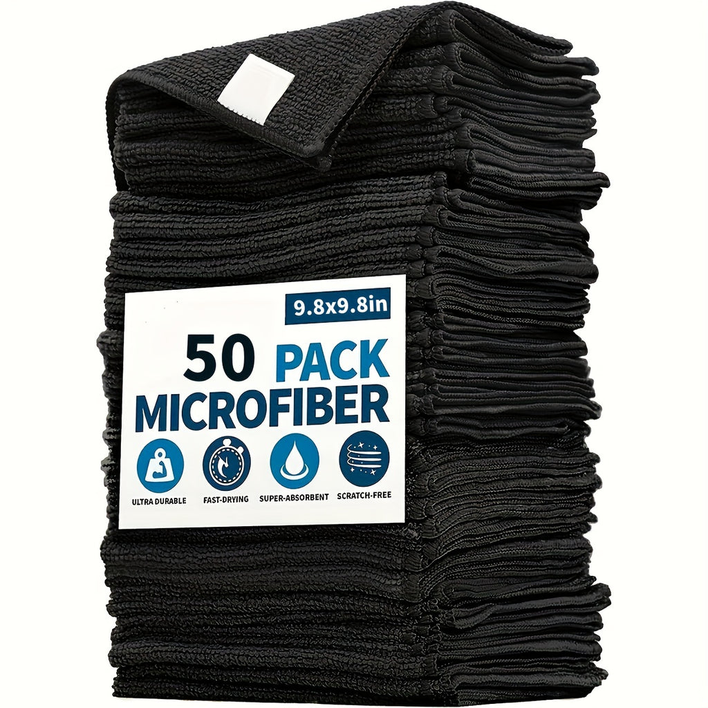 5/10/20/50 Pieces Black Flat Cleaning Cloth Set Soft And Quick-Drying Absorbent
