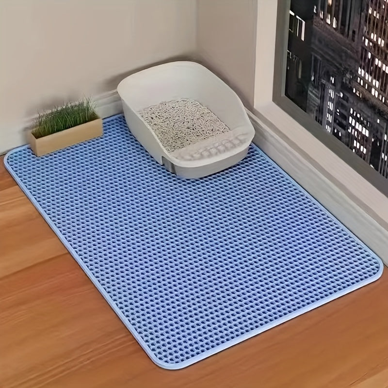 Cat Litter Mat, Beautiful Honeycomb Cat Litter Box Catcher Pad, Suitable for Cats, Odor Control Double Layer, Urine Waterproof, Washable, Phthalate-Free