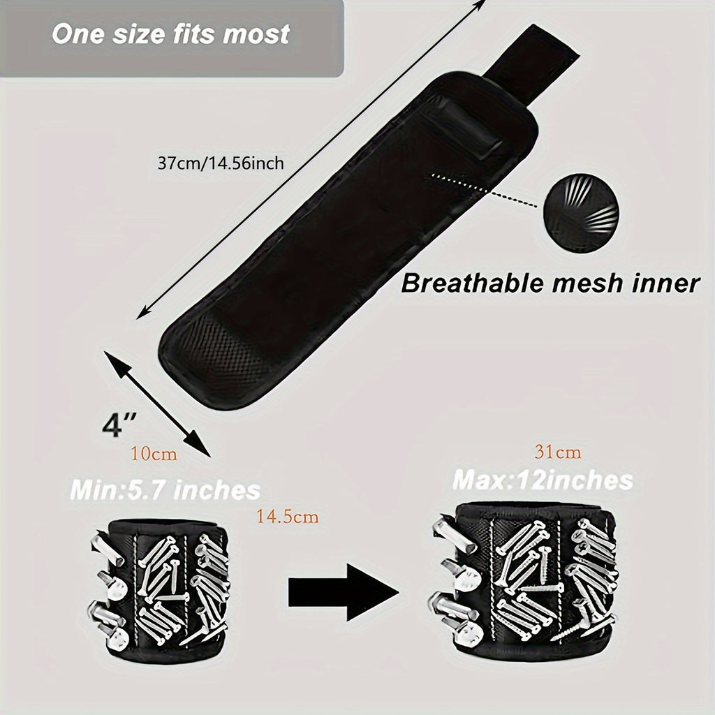 NEWSHARK Magnetic Wristband Tool Holder - Black Fabric with Strong Neodymium Magnets, Ideal for Screws, Nails, Drilling Bits | Perfect for DIY Handymen, Dads & Women, DIY Tool Holder|Magnetic Fastening|Durable Fabric, Tool Ho