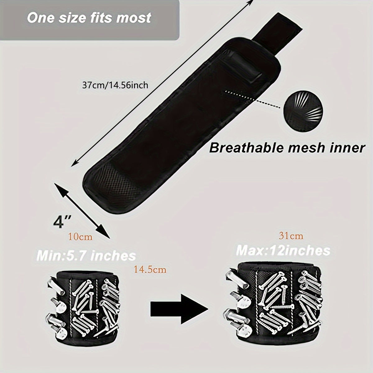 NEWSHARK Magnetic Wristband Tool Holder - Black Fabric with Strong Neodymium Magnets, Ideal for Screws, Nails, Drilling Bits | Perfect for DIY Handymen, Dads & Women, DIY Tool Holder|Magnetic Fastening|Durable Fabric, Tool Ho