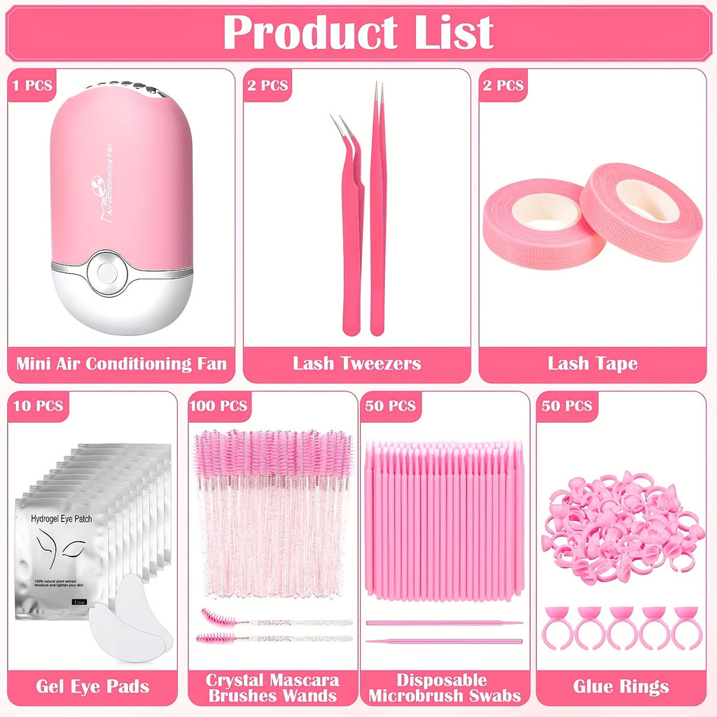 215Pcs Eyelash Extension Supplies Kit, Lash Kit For Eyelash Extensions Beginners USB Air Blower 2 Lash Tweezer 100 Mascara Brush 50 Micro Applicator 50 Ring Cup Holder 2 Tape 10 Eye Gel Pad - Eyes Makeup Sets for Mother
