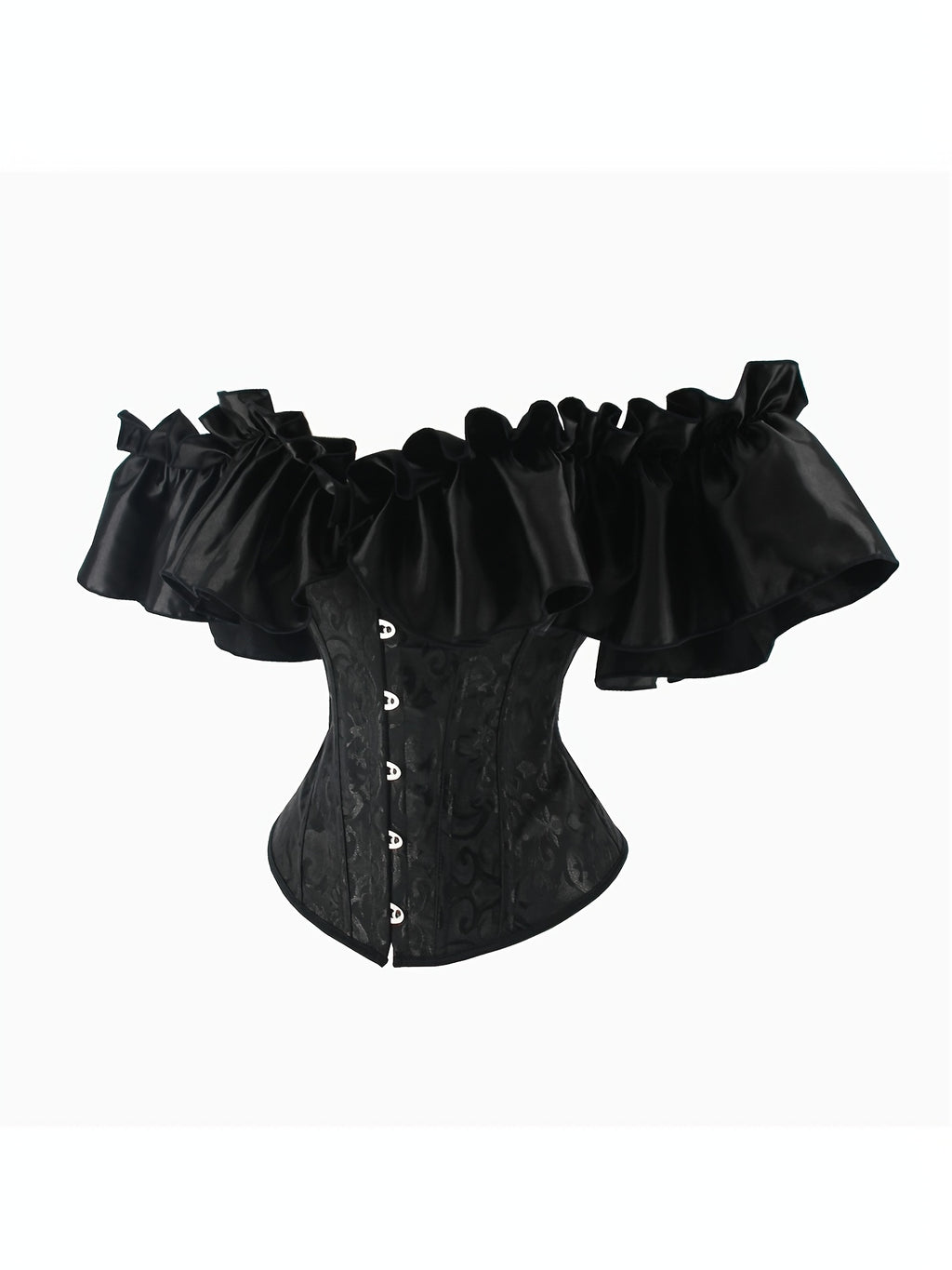 Black Flounce Sleeve Corset Tops, Lace Up Bustier Shapewear Top, Women's Lingerie & Shapewear