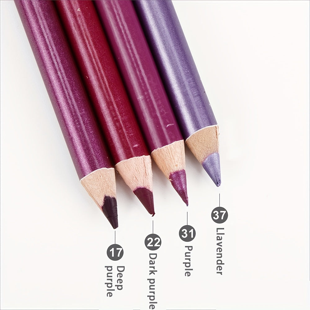 Wooden Makeup Pen With Pencil Sharpener Black Pearlescent White Multi-color Lip Liner Eyeliner Lying Silkworm Eyebrow Pencil Multi-purpose Makeup Tool Valentine's Day Gifts