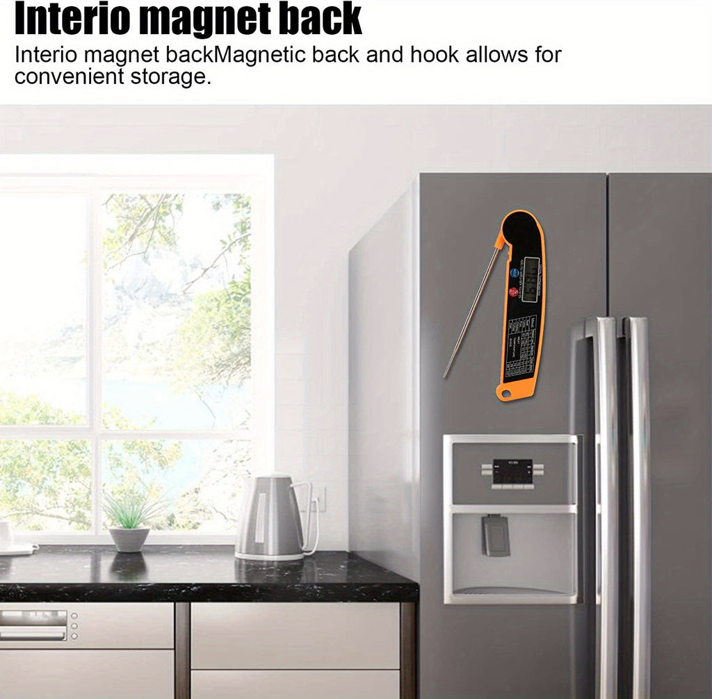 1pc Fast-Reading Digital Meat Thermometer, WEBBQ ABS Food Temperature Gauge with Hold Function, Single-Use, for Grilling BBQ, Kitchen Cooking, Adult - AAA Battery Operated (Batteries Not Included)