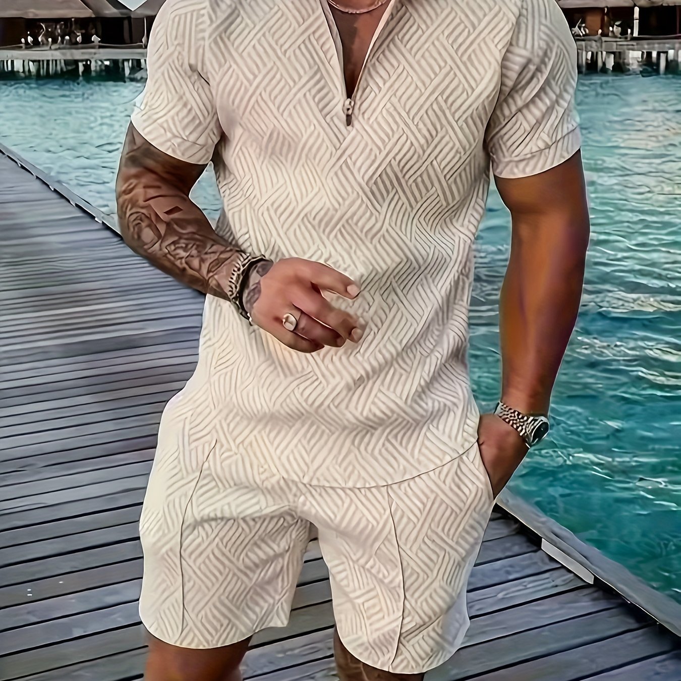 Men's T-shirt short sleeve + shorts casual sports suit blue