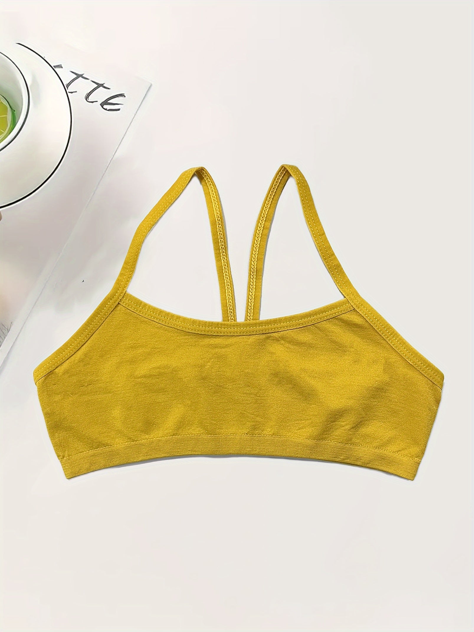 Holiday Style 4pcs Girls Training Bras Stretchy Sports Bralette Sleeveless Crops Tank Tops Underwears For 6-14 Years Old Kids