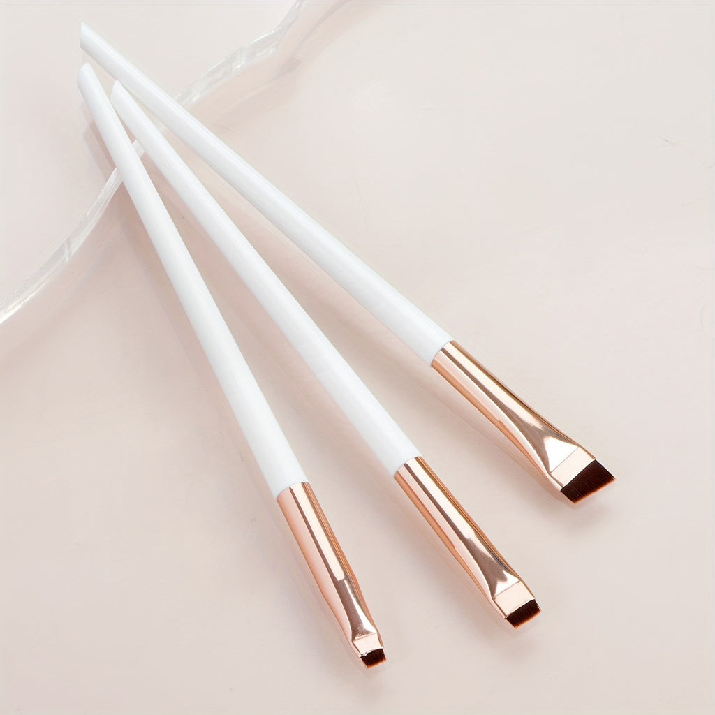 3Pcs Ultra-Thin Eyebrow Brush Set - Angled Precision Eyeliner Makeup Brushes, Synthetic Bristles Slanted Eye Brow Tinting Kit