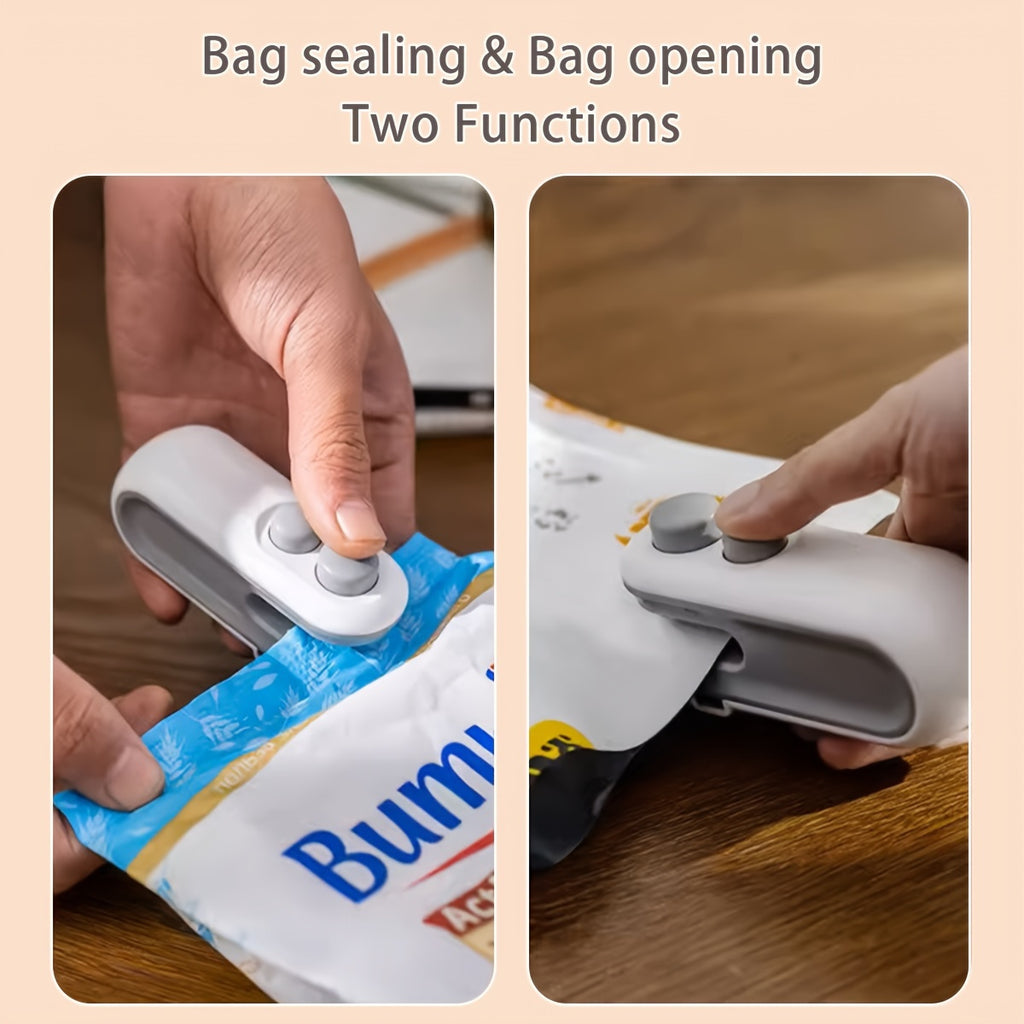 2-in-1 Rechargeable Mini Snacks Bag Sealer - USB-Powered Heat Seal & Cut Fresh Food Storage Bags, Compact Design with Built-in Battery, 16W, Plastic Material For Easy Storage & Freshness, Usb Powered Sealer, Durable Plastic S