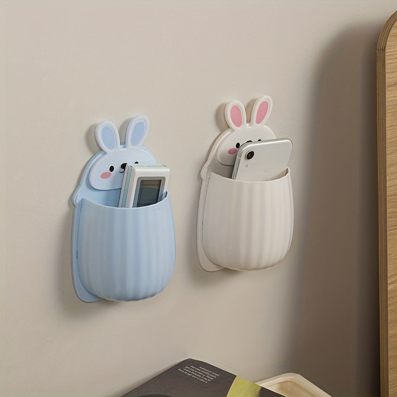 1pc Cute Rabbit Storage Rack - Makeup Brush Storage Box, Bathroom Wall Mounted Toothbrush Holder, Multifunctional Plastic Cosmetic Organizer - For Bathroom Organization - Suitable for Women & Girls - Perfect Gift for Housewar