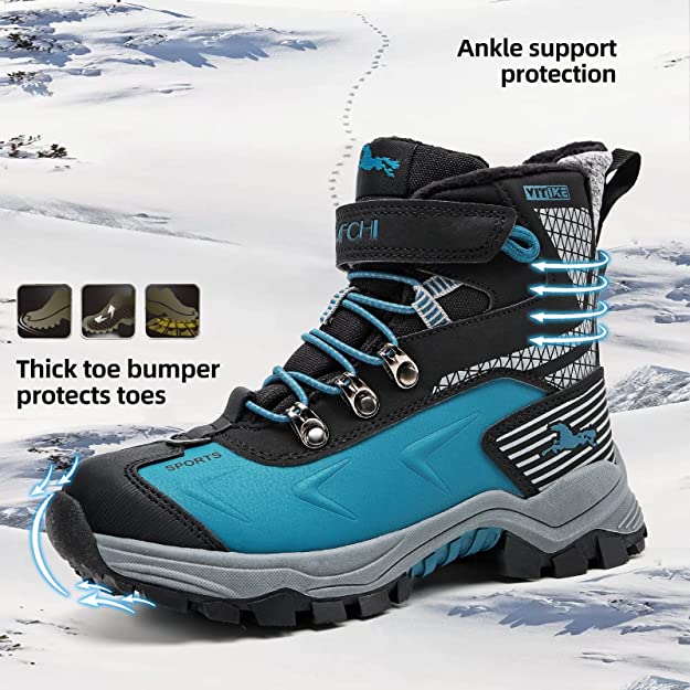 Boys Snow Boots, Anti-Slip Shoes For Outdoor Hiking Climbing Winter