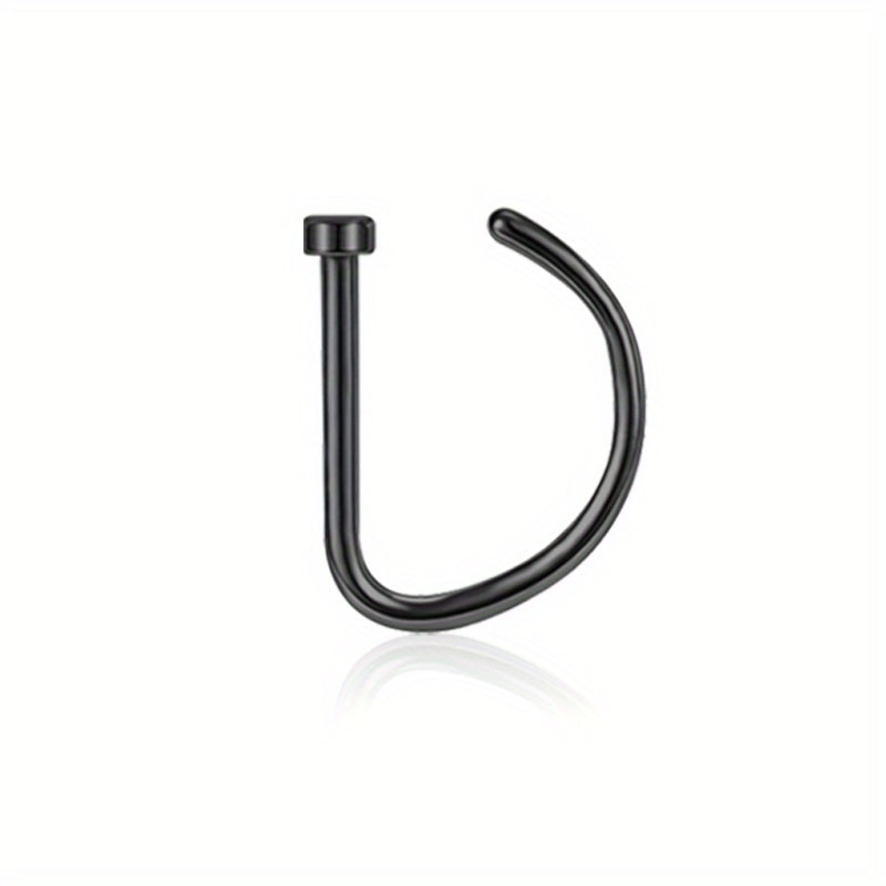 Trendy D-Shape Nose Clip - Fake Piercing Nose Ring for Women - Punk Style Body Jewelry with Comfortable Wear and Adjustable Design