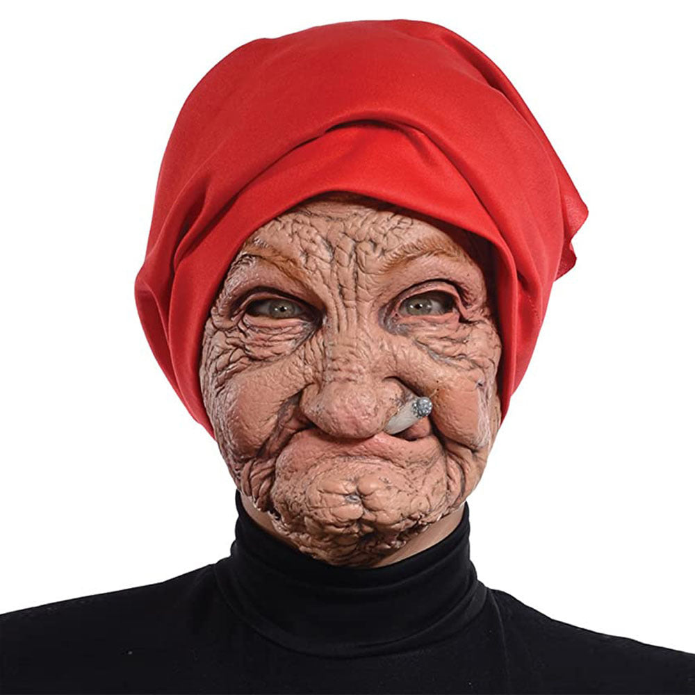 Little Red Hood Smoking Grandma Old Woman Mask Party Props Halloween, ideal choice for gifts Suitable for men and women.