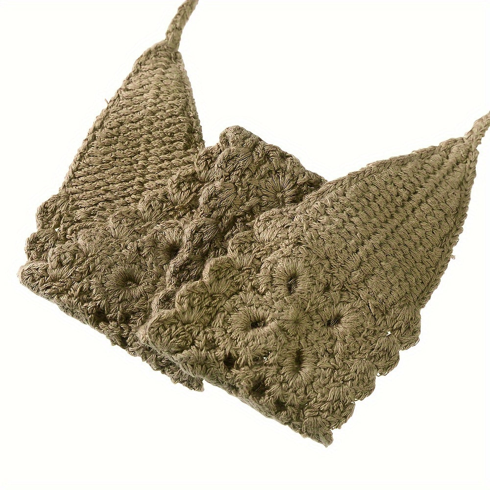 Women Crochet Headbands Boho Knitted Floral Elastic Hairband Vintage Head Wrap Hair Accessories