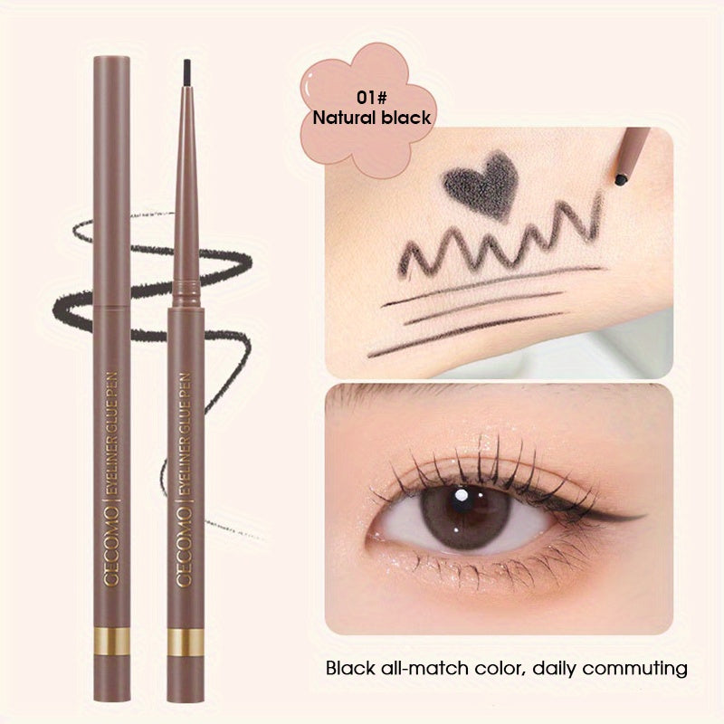 Brown Long-Wearing Fine Tip Eyeliner Pencil - Smooth, Pearly Shiny, Waterproof, Smudge Proof, Transfer-Proof - Easy to Use, Brightening, Under Crease Makeup Stick for a Flawless Look