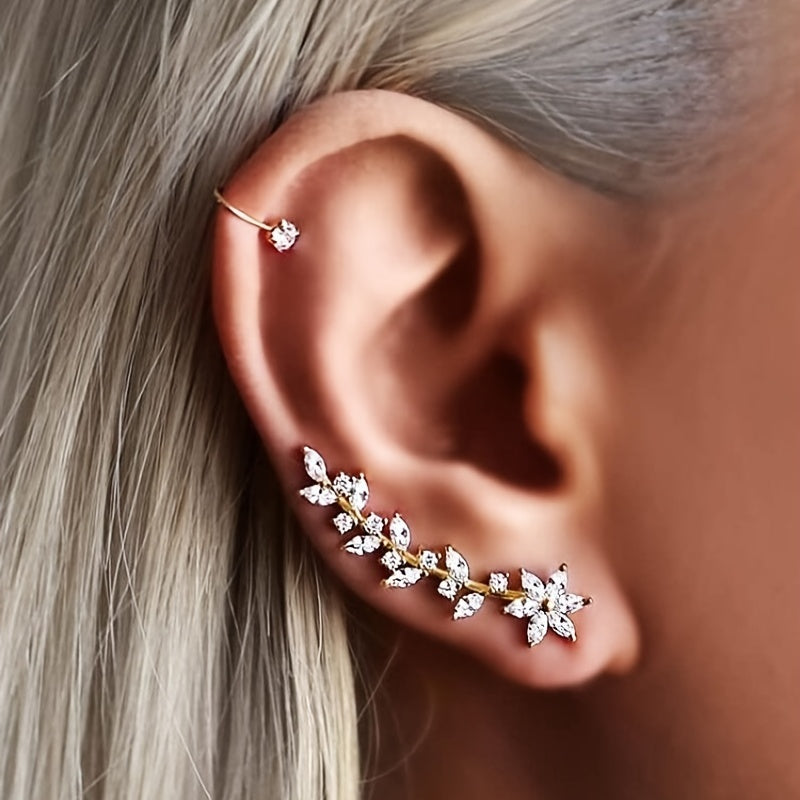 Leaf Branches Dangle Stud Clip Ear Jewelry For Women Personality Gifts