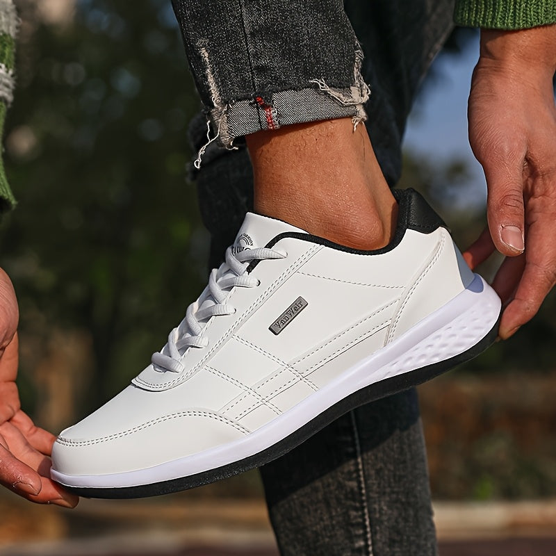 VanWeir Lightweight Men'S Shoes - Navy Blue & White, Stable Lace-Up Sneakers with MD/TPR Sole, Breathable Fabric Lining for Outdoor Sports, Hiking & Casual Wear