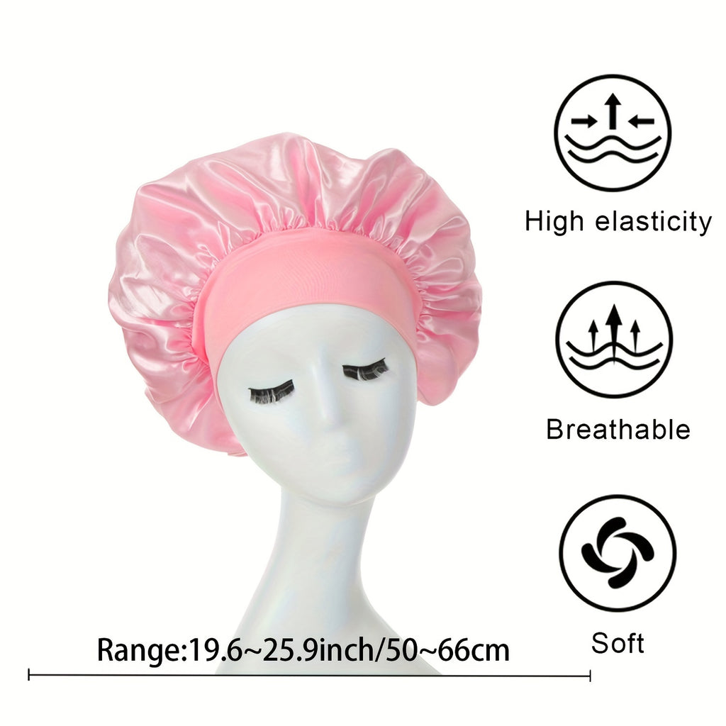 Awegeo Women'S Pink Satin Bonnet - Soft, Comfortable Sleep Cap with Ruffled Design, Oil-Free Polyester, Perfect for Hair Protection and Styling, Hair Protection Cap | Ruffled Bonnet | Oilfree Material