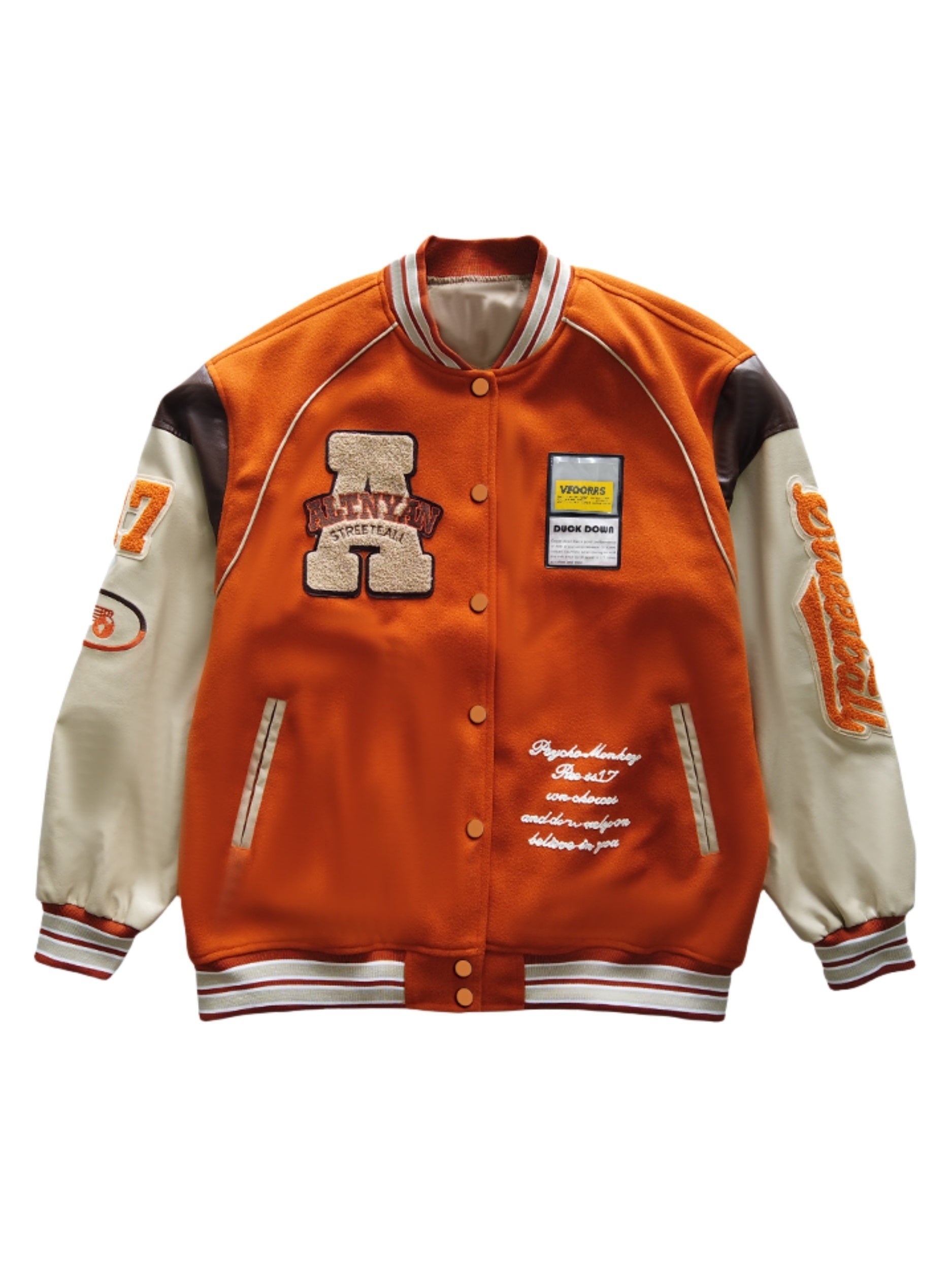 Loose Vintage Baseball Jacket With Embroidered Letters Print For Men, Color Block Sports Button Up Jacket With Pockets, Spring Fall Outdoor