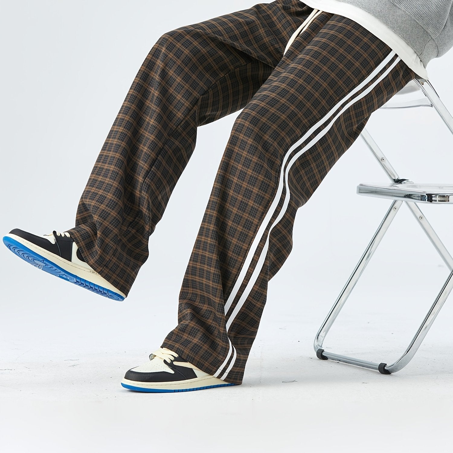 Men's Trendy Plaid Loose Pants For Spring/Fall
