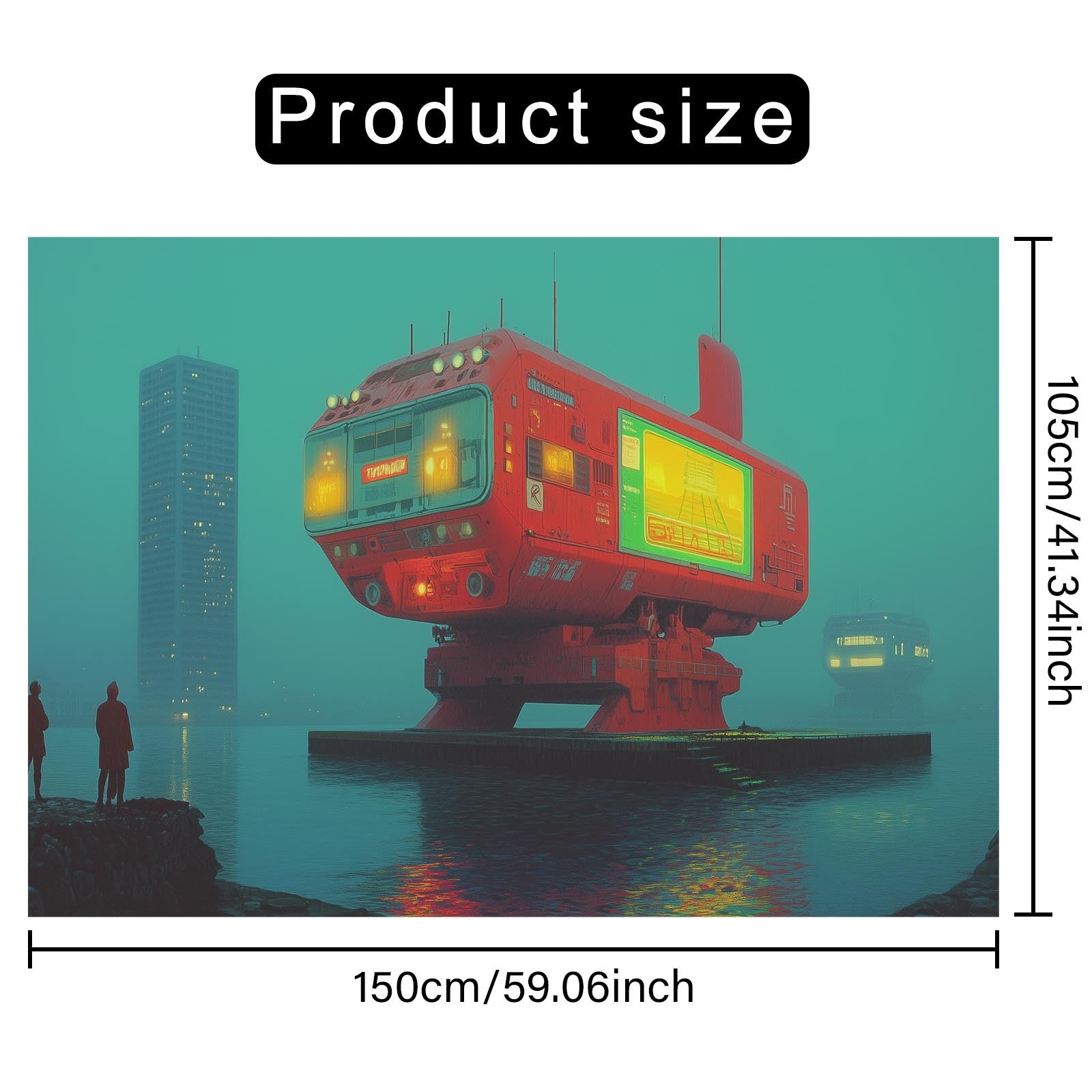 1pc Futuristic Red Robot Cityscape Backdrop - Vibrant Polyester Photo Wall Decoration for Living Room, Bedroom, Office & Party Decor | Easy to Use Indoor/Outdoor | Cyberpunk Theme with Neon Lights & Urban Skyline, Bedroom Bac