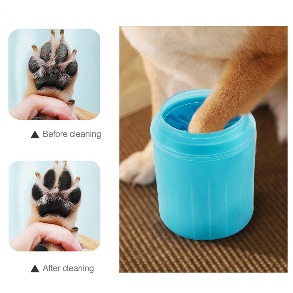 Portable Soft Silicone Pet Paw Cleaner Cup with Brush - Turquoise & Black Dog & Cat Paws Washing Cup, Non-Slip Base, Easy-Clean Durable Design for Indoor/ Use, Dirt & Debris Remover for Paws Before/After Walks, Dog Grooming,