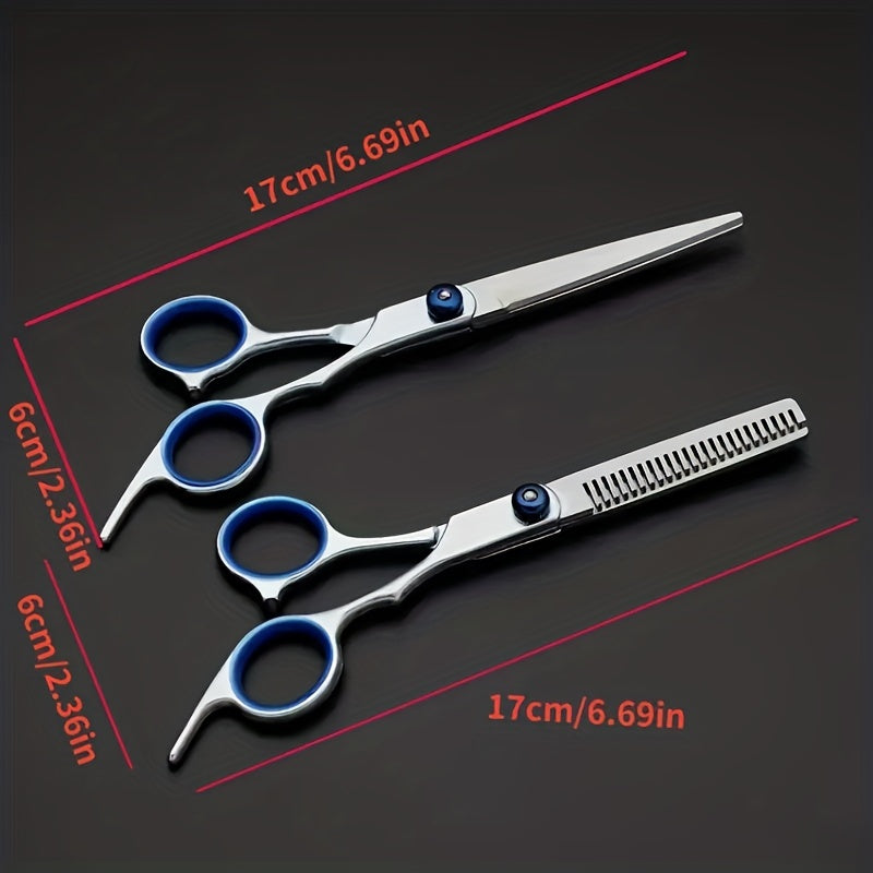 Professional 6-Inch Hairdressing Scissors - Hypoallergenic Thinning & Cutting Shears with Ergonomic Handles, Blue Accents for Salon & Home Use, Unisex Barber Accessories for All Hair Types, Hair Cutting Tools, Sleek Shear Des