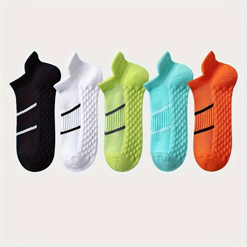 5 Pairs of Thin Mesh Men's Professional Sports Socks, Breathable Sweat-absorbing Anti-odor with Ear Lifting Heel Guard