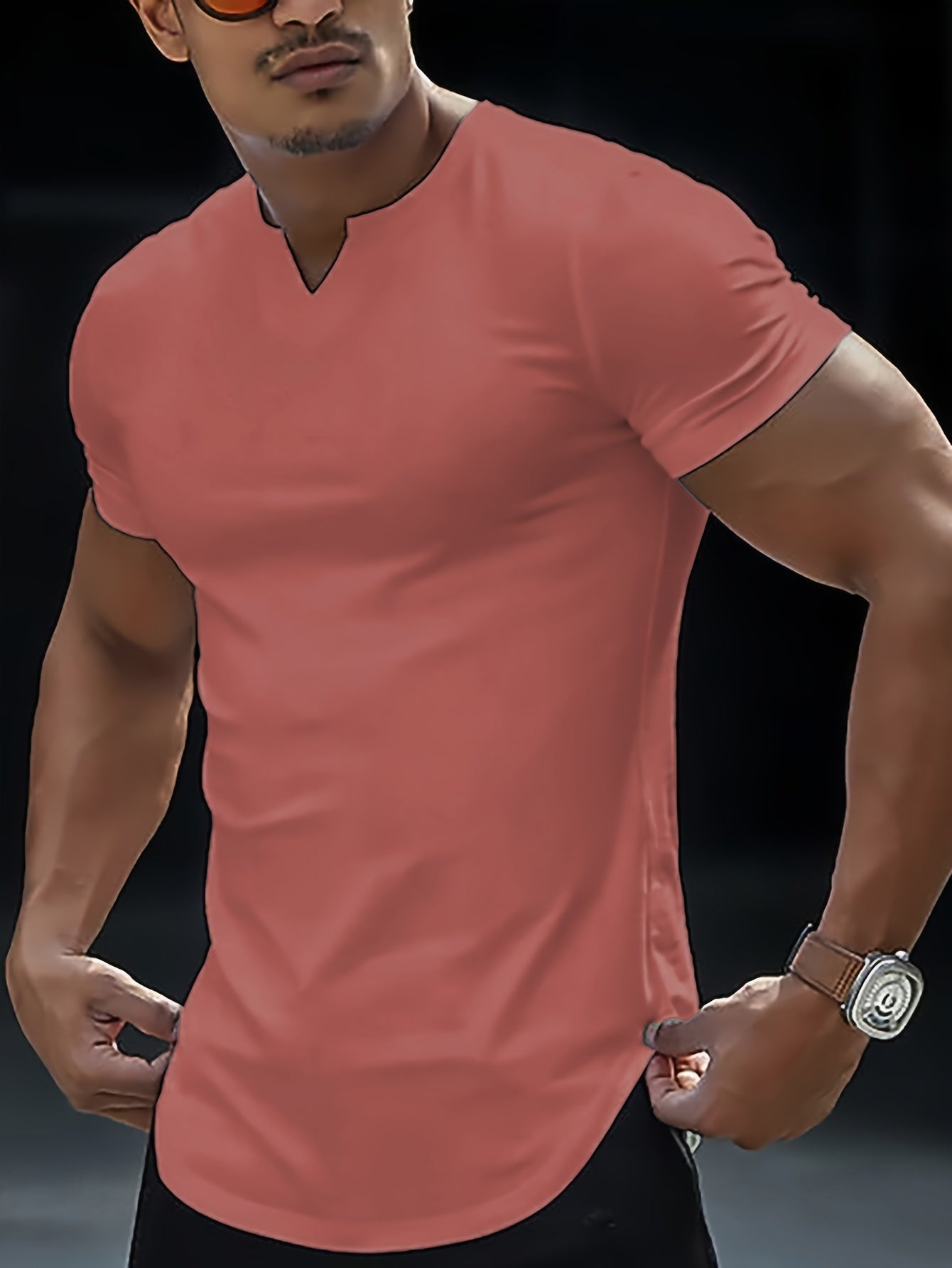 Summer-Ready Stylish Men’s V-Neck T-shirt - Comfortable, Breathable Fabric, Easy-Care & Durable