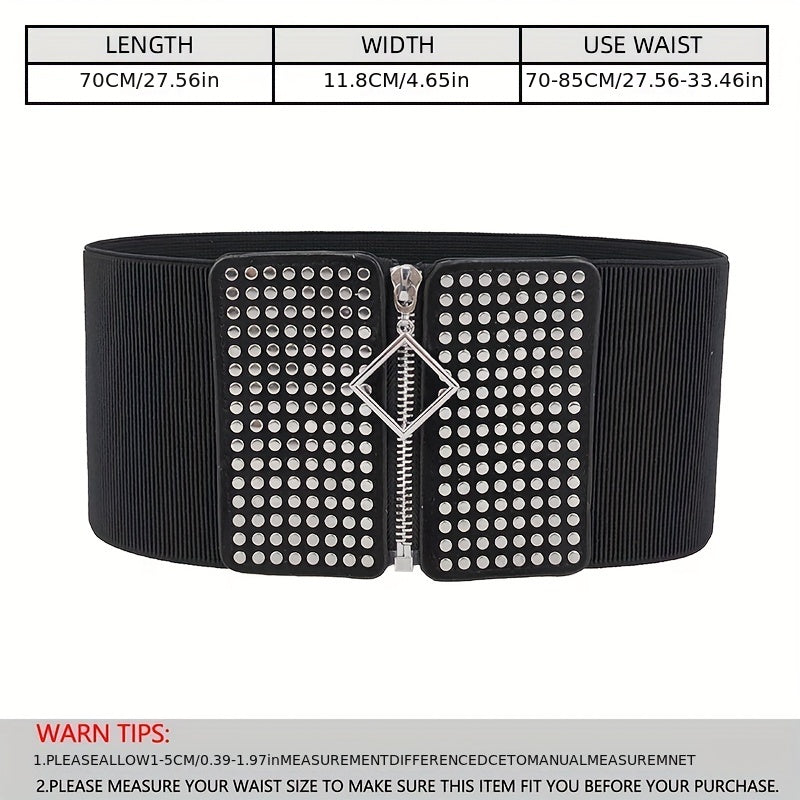 Wide Elastic Studded Belt Female Waist Gothic Plus Size Stretch Girdle Ladies Long Belts For Women Corset Waistband