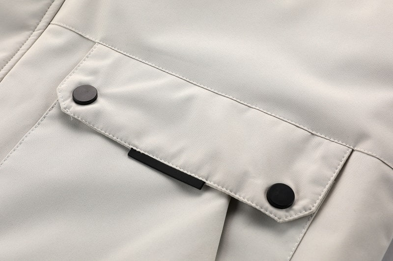 Men'S Winter Windbreaker Jacket with Lamb Fur Collar, Polyester 100% Windproof Zippered Sports Jacket, Alphabet Pattern, Regular Sleeve, Casual Outdoor Wear, H Fit, 150g/m² Fabric Weight