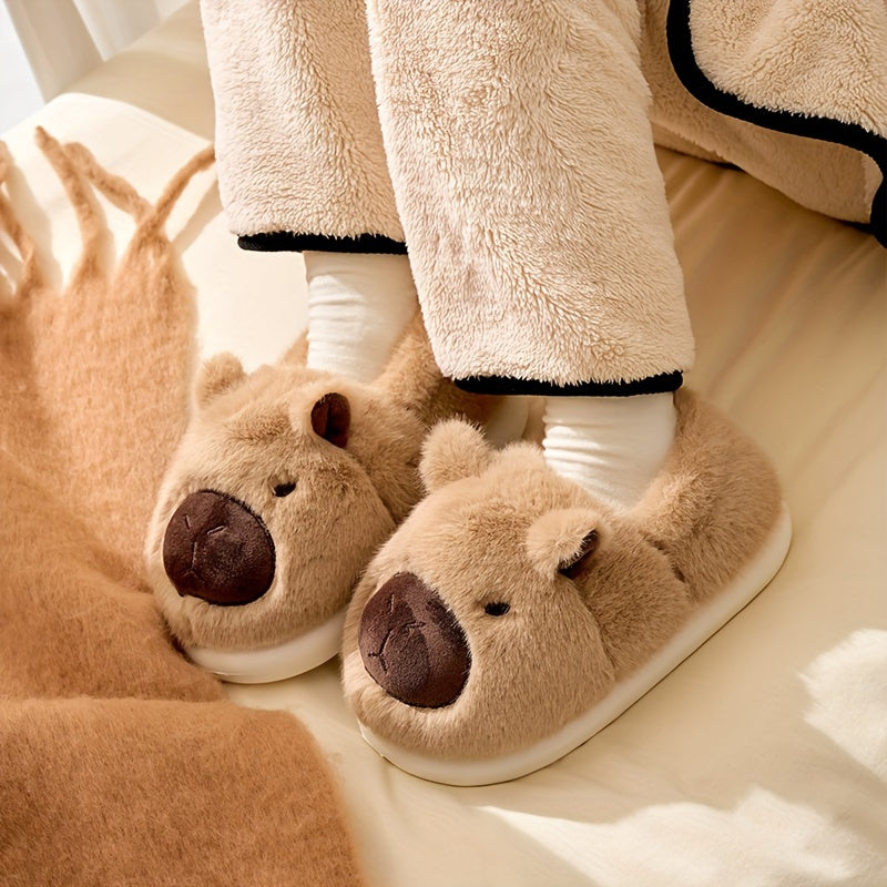 Warm Anti-slip Capibara Plush Slippers - Adorable Animal Women's Home Slippers