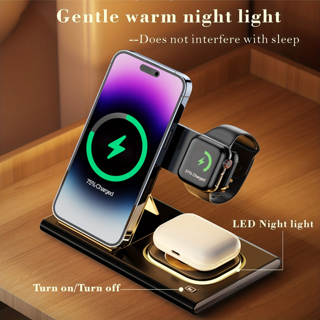 Wireless Charging Station, 4 In 1 Wireless Charger Stand, Multi Fast Wireless Charging Dock For iPhone Multiple Devices For IPhone 14/14 Plus/13/12/11/Pro/Max/X/XS/XR/8, For iWatch Ultra/8/7/6/5/4/3/2/SE, For Airpods 3/2/Pro,