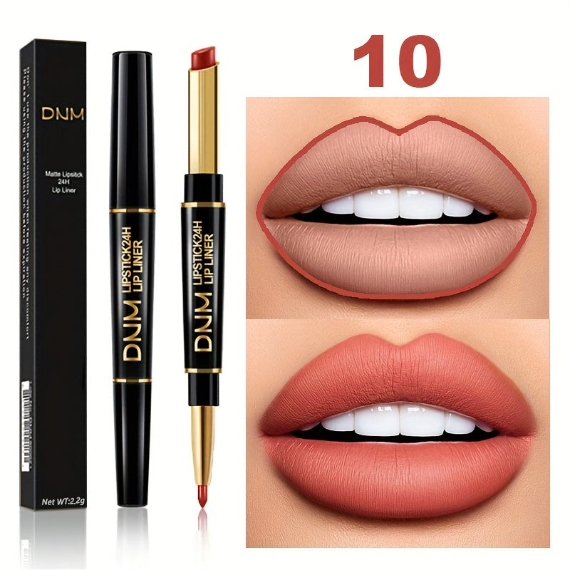 Double-Ended Gel Lipstick & Liner - Long-Lasting, High-Pigmented, Waterproof, Natural Makeup Effect for All Skin Types - Perfect Valentines Day Gift