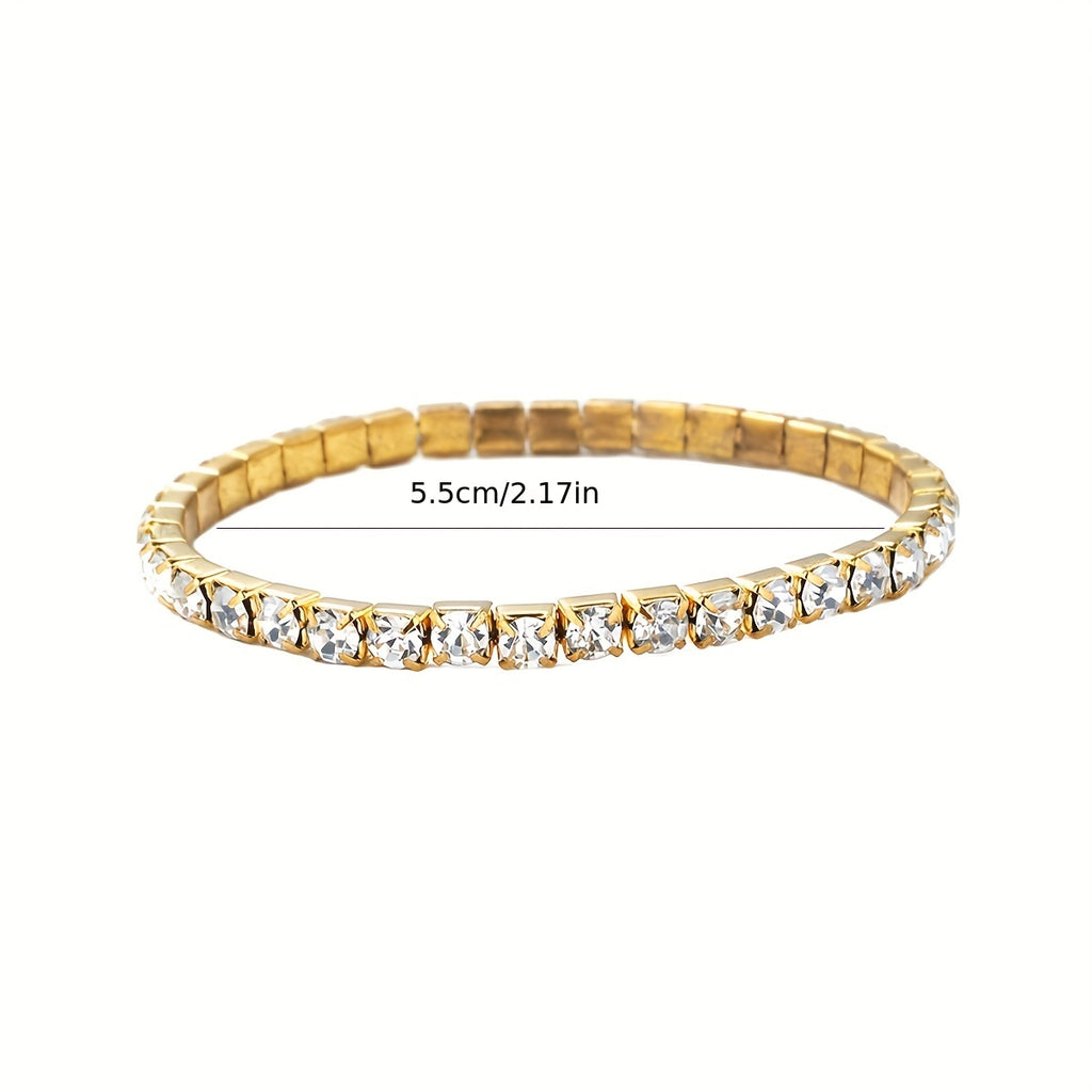 Luxurious Tennis Link - Sparkling Rhinestone Stretch Hand Jewelry for Women and Men, Daily Wear, Fashionable Accessory for Any Occasion
