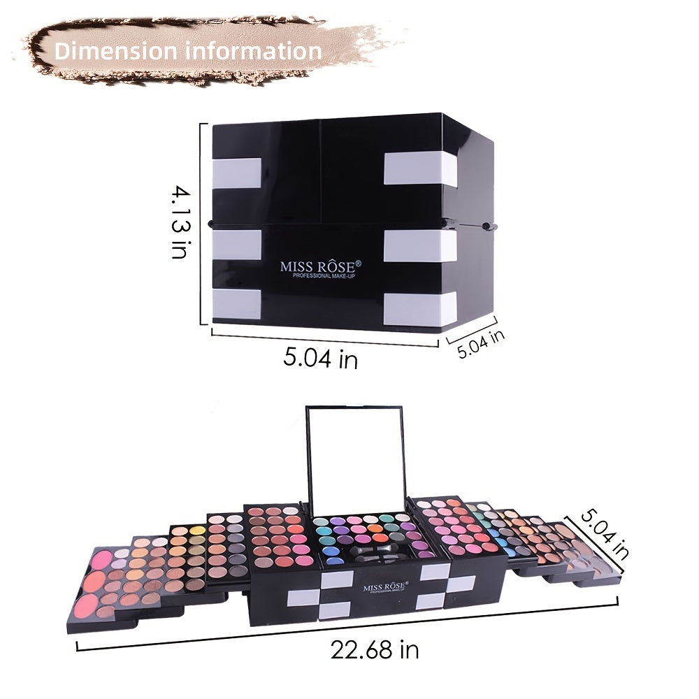 148-Color Ultimate Makeup Kit Collection - Includes 82-Color Pearly Eyeshadow Palette, 60-Color Matte Eyeshadow, 3-Color Blush, 3-Color Eyebrow Powder, and 3 Sponge Sticks with Mirror - Complete Makeup Essentials for Mom, Per