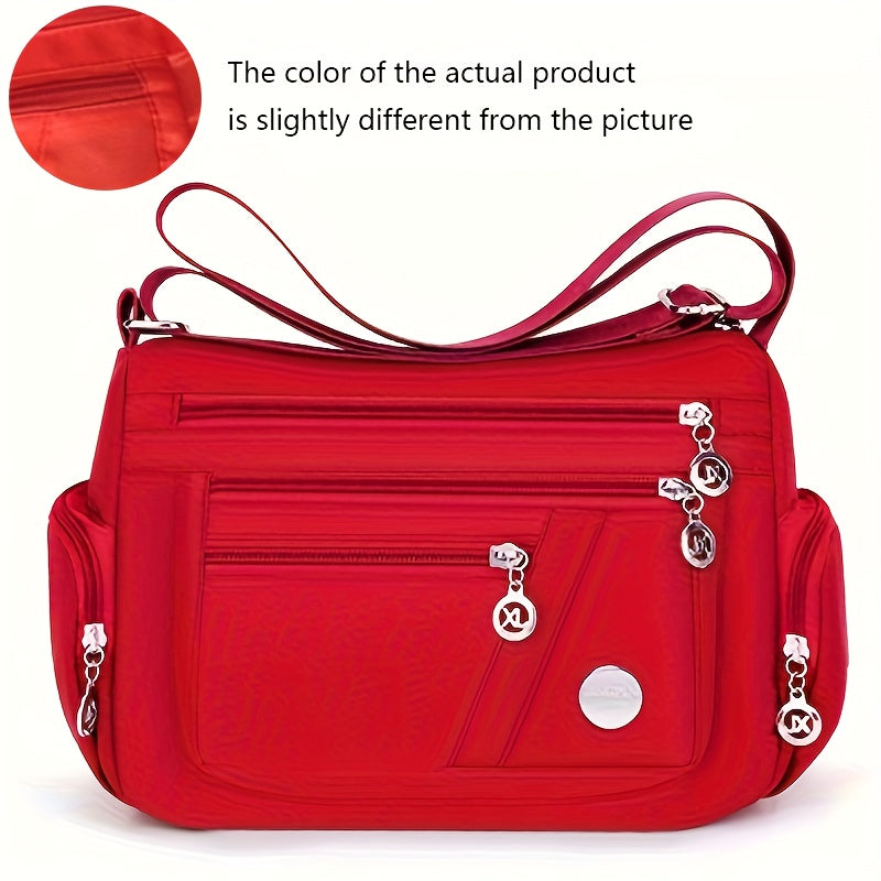 LingzhiKang Unisex Casual Crossbody Bag - Large Capacity Multi-Pocket Shoulder Bag with Adjustable Strap, Lightweight & Durable Polyester Lining, Black with Tassel Detail for Travel, Everyday Use, Crossbody Purse, Secure Zipp