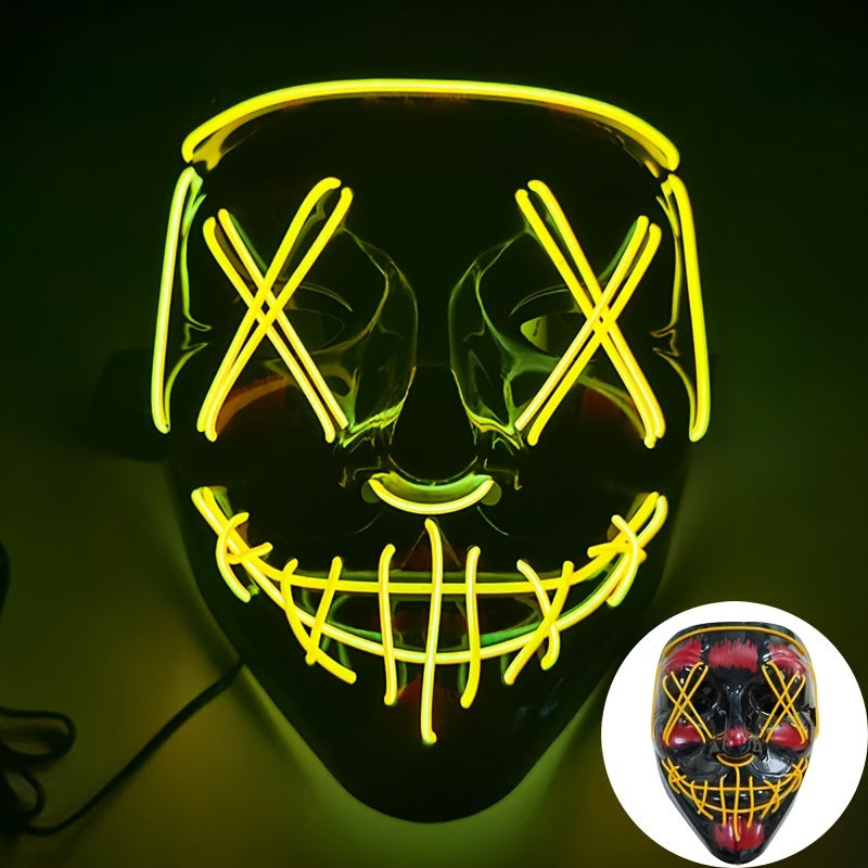Halloween Light Mask LED Full Face Mask, Clown Glow Mask For Adult, For Christmas, Halloween, Thanksgiving