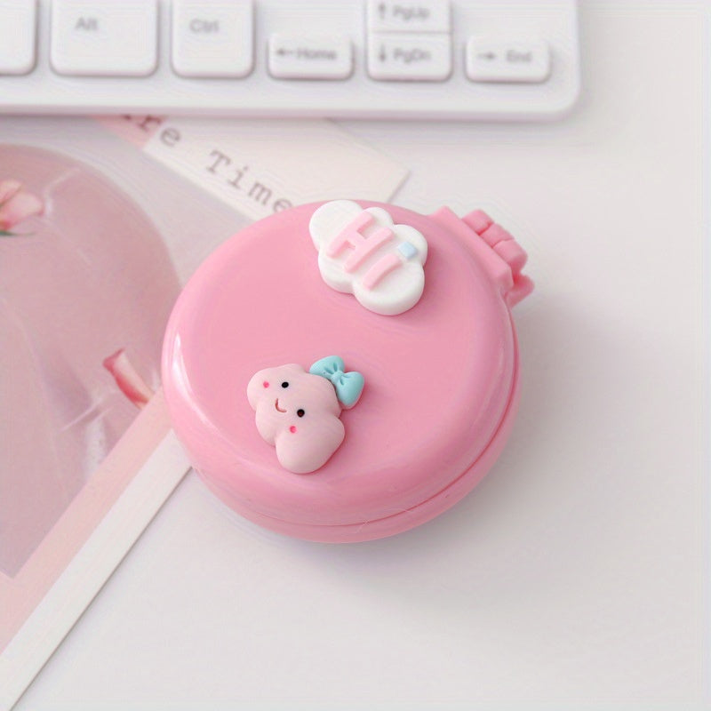 Cute Folding Airbag Comb With Mirror Cartoon Round Pocket Hair Brush With Makeup Mirror Compact Travel Hairbrush Mini Hair Massage Comb For Women And Girls