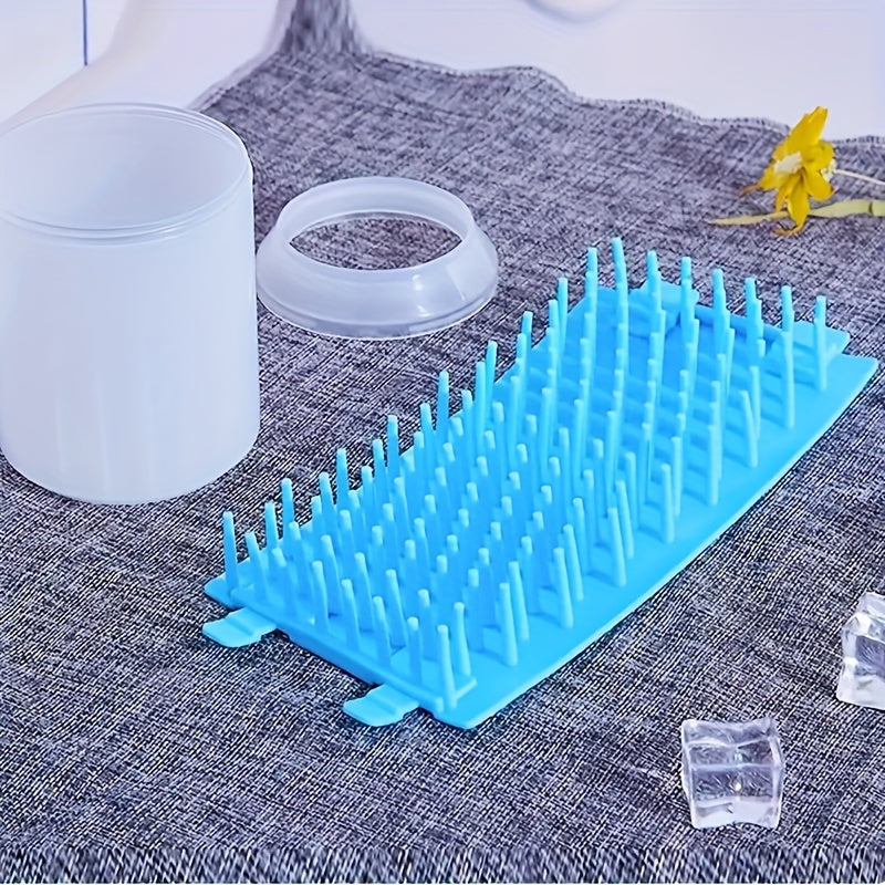 Portable Soft Silicone Pet Paw Cleaner Cup with Brush - Turquoise & Black Dog & Cat Paws Washing Cup, Non-Slip Base, Easy-Clean Durable Design for Indoor/ Use, Dirt & Debris Remover for Paws Before/After Walks, Dog Grooming,