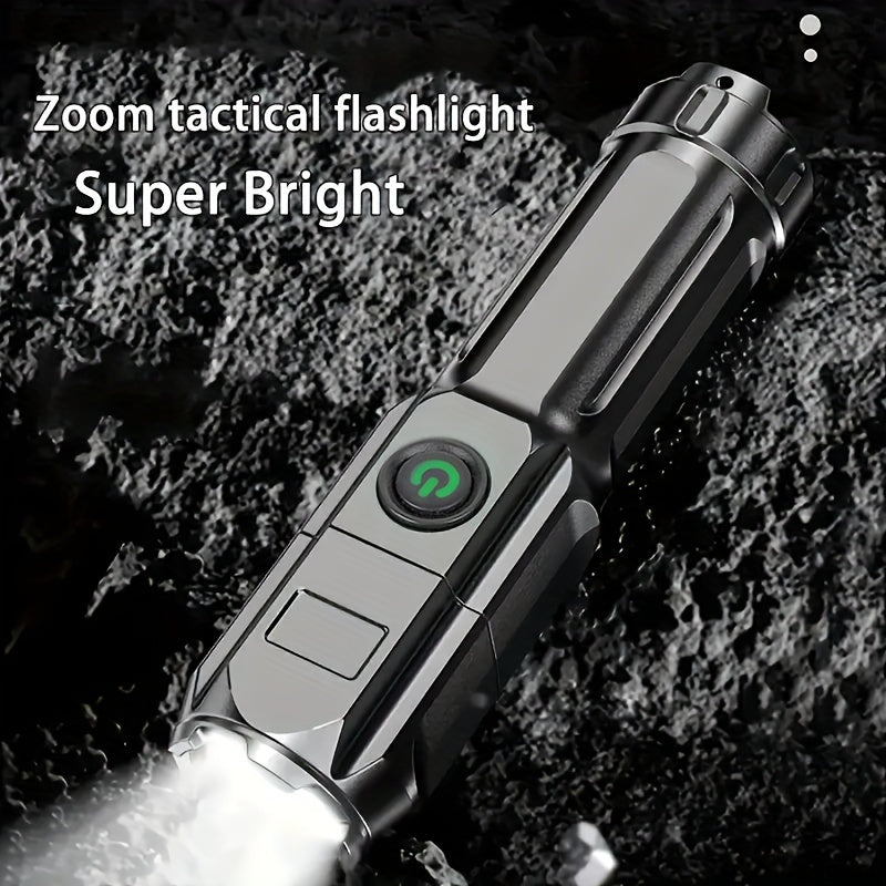 Baihuibri Flashlight, Powerful Variable Focus Multifunctional Portable, Telescopic Zoom Light Rechargeable, Suitable for Outdoor Lighting Work Exploration Hiking, 1 pc