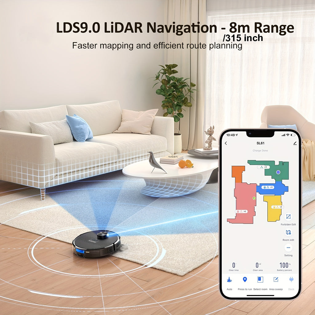 Robot Vacuum Cleaner And Mop Combo 4000Pa, Lubluelu SL61D Robotic Vacuum, 150Mins Max, 55dB, 10 No-Go Zones For Pet Hair Carpets Floor