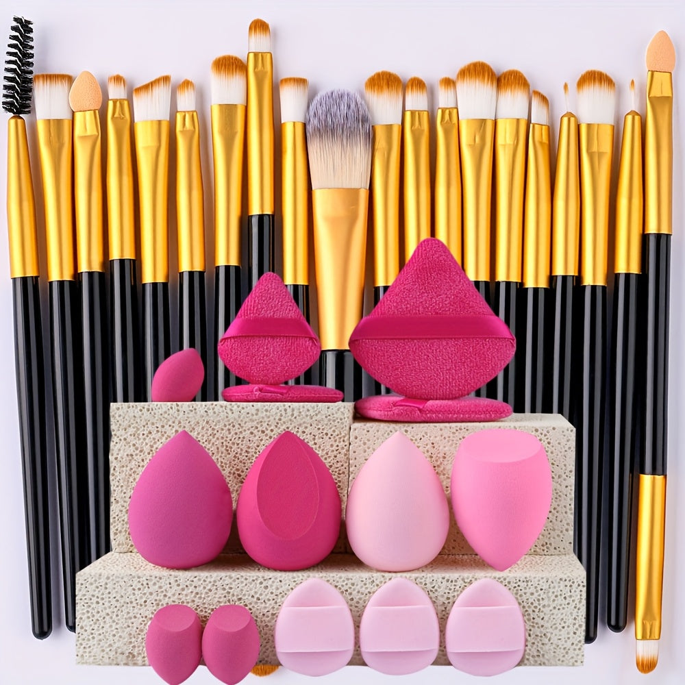 20/34pcs Makeup Brush Set and 8pcs Mini Makeup Brush Professional Soft Synthetic Powder Foundation Eyeshadow Makeup Brush Cosmetics Suitable for Beginners