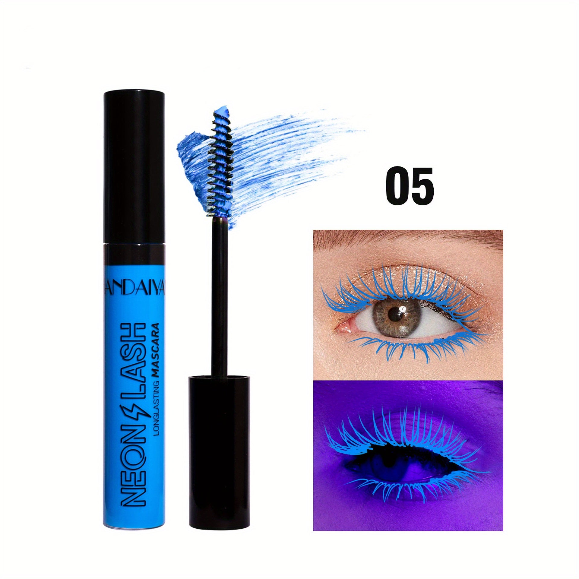 UV Glow 6 Colors Neon Mascara, Matte Colorful Waterproof Mascara, Smudge Proof Fluorescent Face Body Painting Halloween Cosplay Makeup Gift For Music Festival