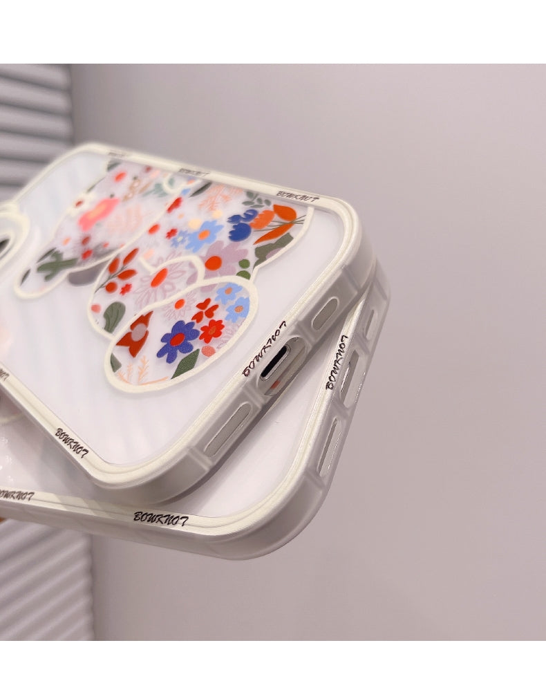 Transparent Phone Case with 3D Bear Ear Flower Design, Compatible with Iphone Models 13, 11, 14 Pro Max, 12, XR, X, XS, And 7, Offering Soft