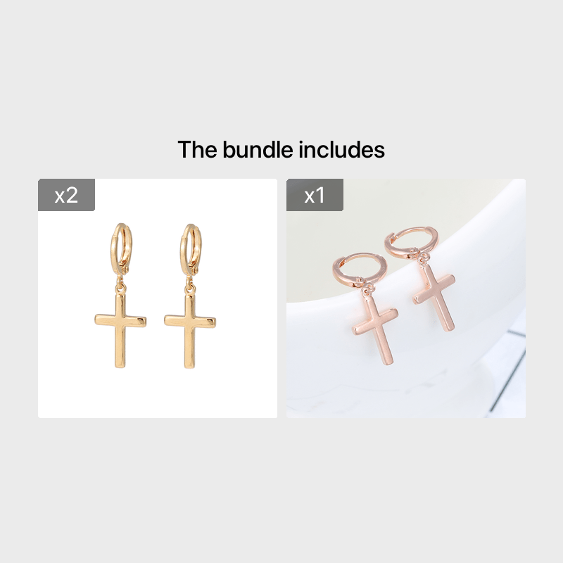 Elegant 18K Golden Plated Cross Dangle Earrings - Vintage Style, Daily Occasion, Copper Base, Perfect for Parties and Everyday Wear, Everyday Earrings|Vintageinspired Design|Goldtone Earrings